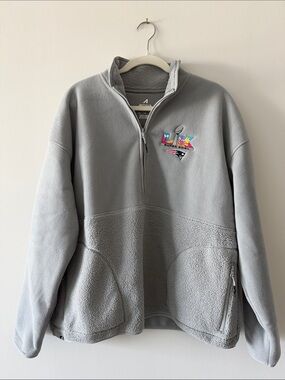 Super Bowl LX Patriots Antigua Light Gray Quarter-Zip Fleece Pullover